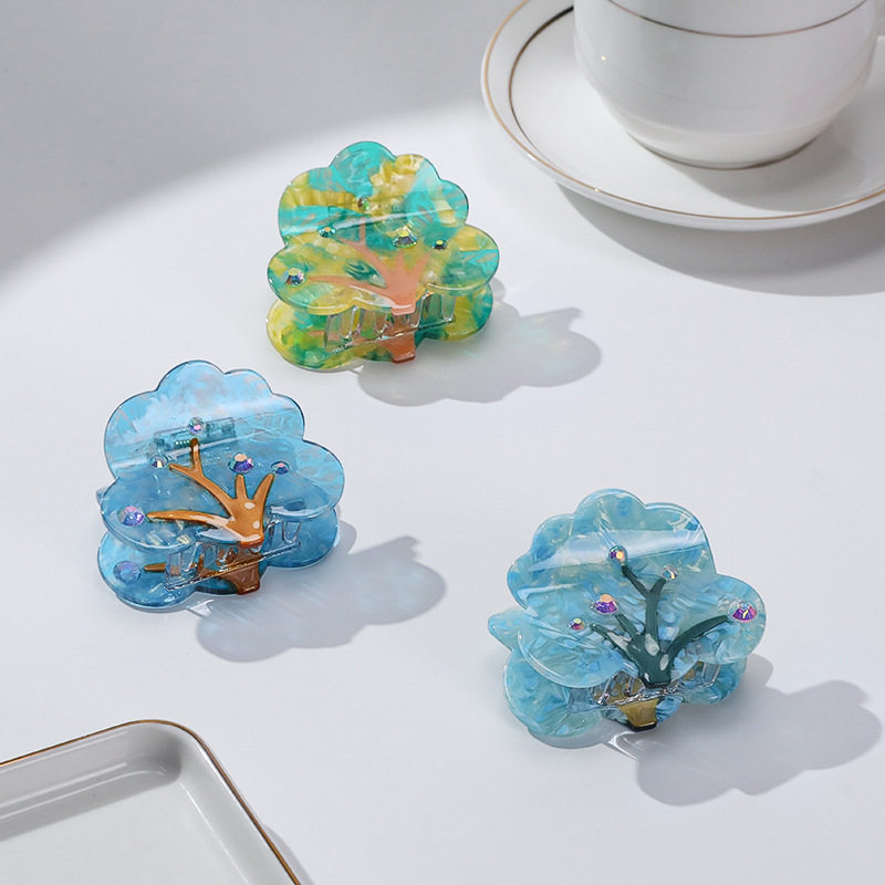 5.3 cm Colorfl Tree Acetate Hiar Clips Hårtillbehör för kvinnliga flickor