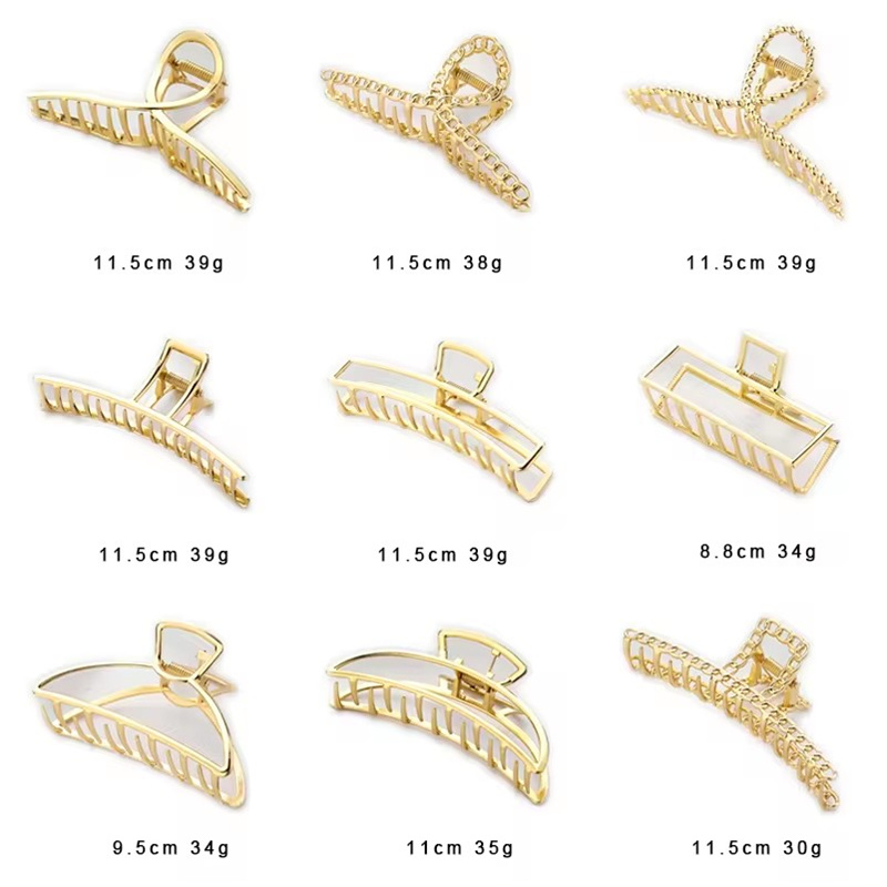 Big Hair Claw Clips Guld Metall Hårklo 10cm 13cm