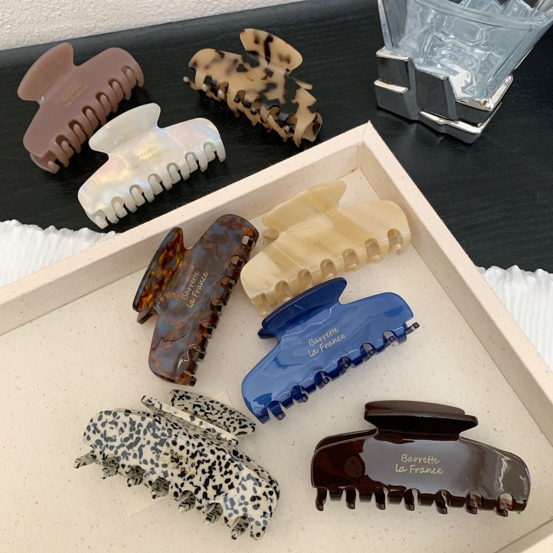 Custom Logo 8,3 CM French Retro Cellulose Acetate Shark Hair Claw Clip