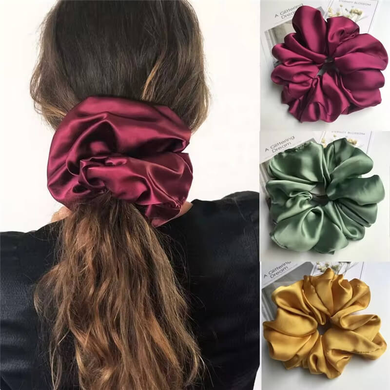 Elastiska Jumbo XXL Silk Satin Hår Scrunchies